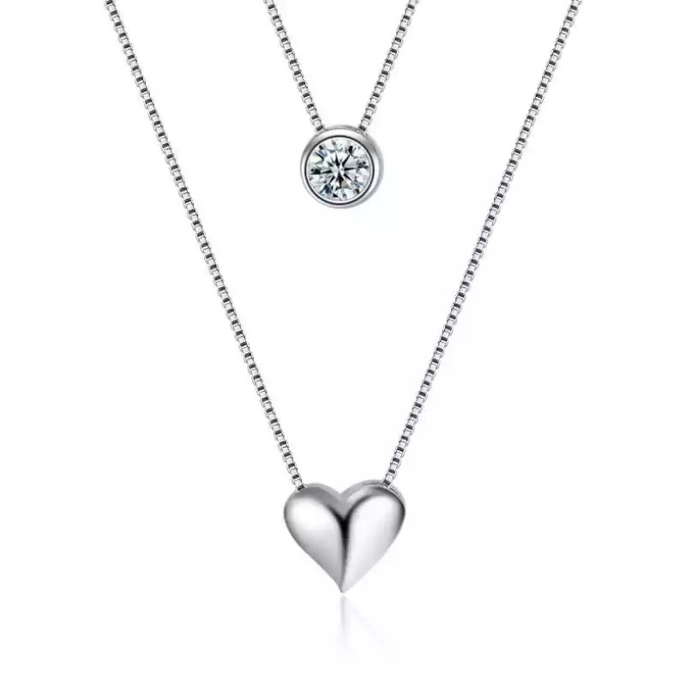 Sterling Silver heart/Cz stone necklace